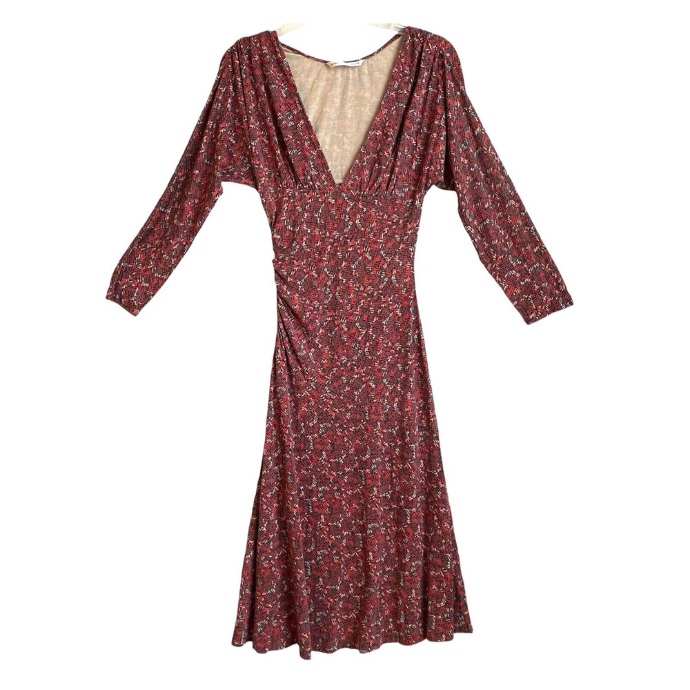 Women's Diane‎ Von Furstenberg Multicolored Long Sleeve Jersey Midi Dress Size 6